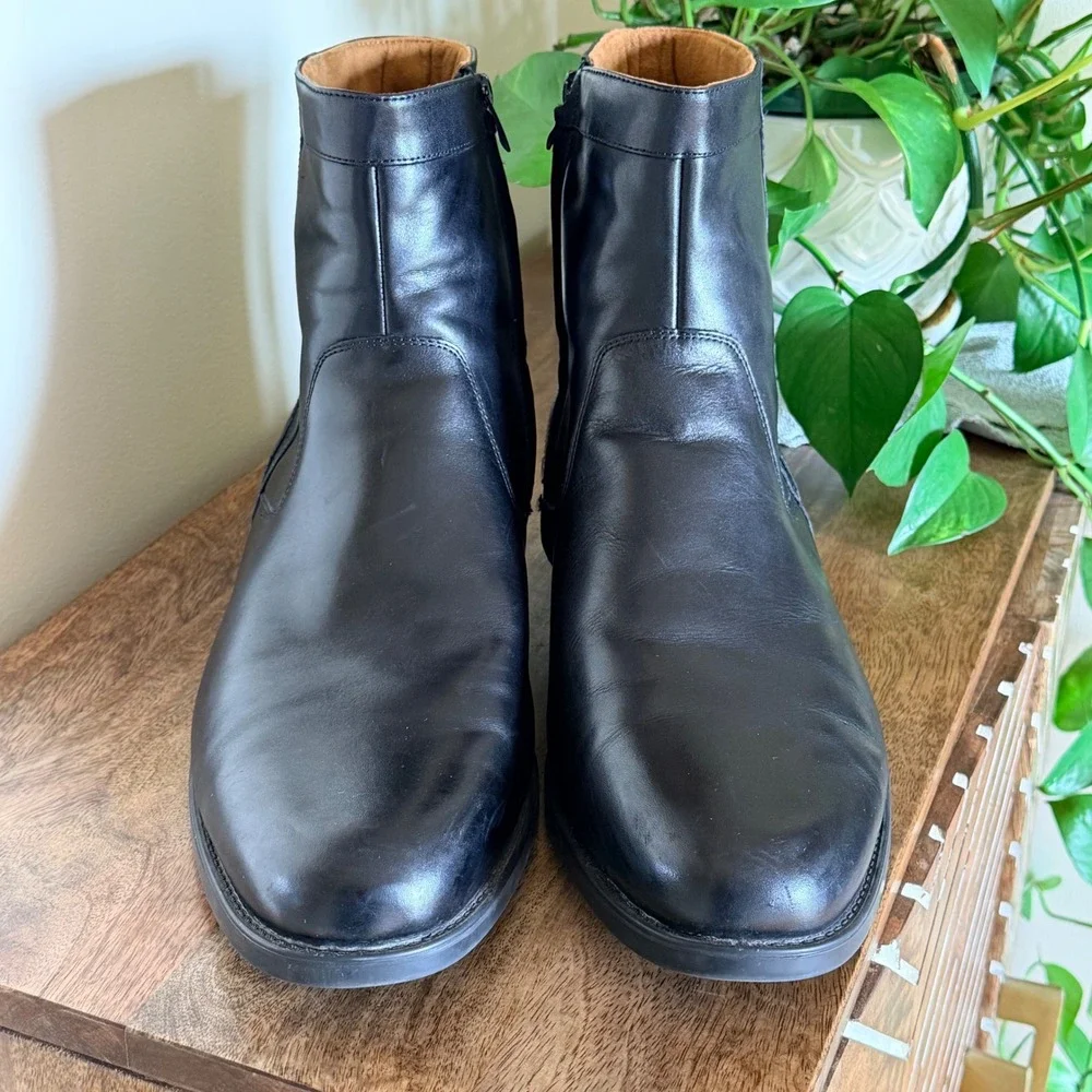 Florsheim Midtown Comfortech Plain Toe Zip Boot Men 18 Black Leather Ankle Dress